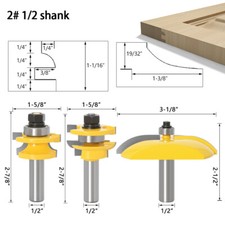 3Pcs 1/2" Shank Classical Euro Style Door Front Edging Structural Router Bit
