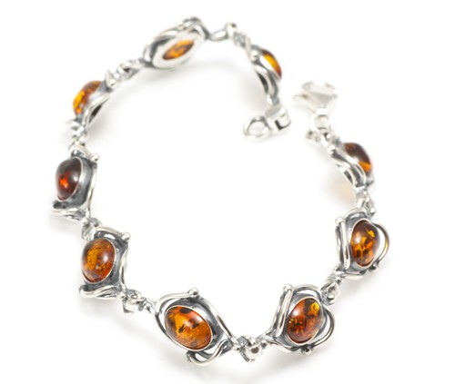 NATURAL BALTIC AMBER STERLING SILVER 925 JEWELLERY BRACELET Certified & BOX - Picture 10 of 11