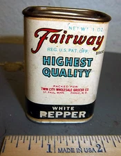 Vintage Fairway WHITE PEPPER 1 oz tin, cardboard sides, great colors & graphics