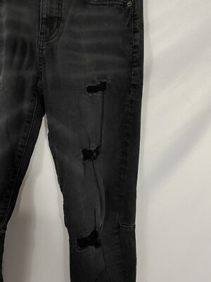 Edgar + Ash Mens 28 X 30 Black Distressed Skinny Leg Denim