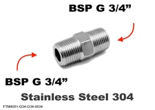 BSP G 3/4" Male to BSP G 3/4" Male Stainless Sensor Adaptor Fittings Conversion