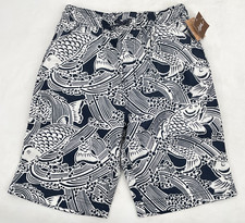 Tea Collection Boys 10 Swim Trunk Turtles shorts drawstring printed navy white