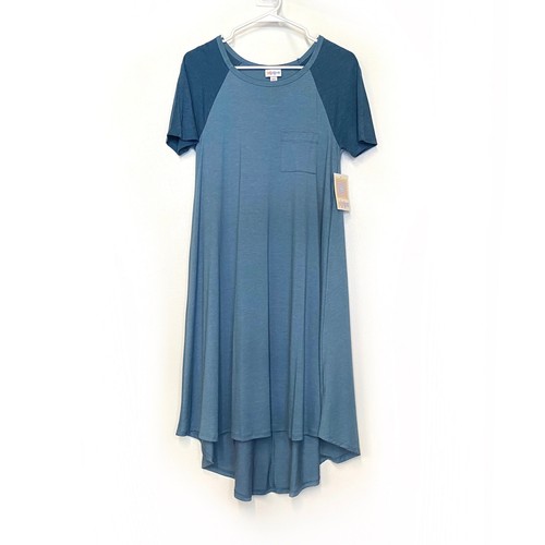 LuLaRoe Carly Damen XXS Blau Colorblock Swing Kleid Neu mit Etikett Kurzarm - Bild 1 von 5