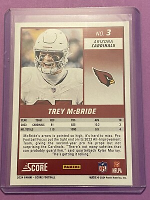 2024 Score Football Card #3 Trey McBride - Arizona Cardinals | eBay