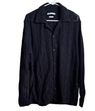 Zara Cardigan Womens Black Button Oversized Tunic Stretch Sweater Relaxed Fit M