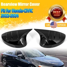 M-HORN STYLE GLOSS BLACK ADD-ON SIDE MIRROR COVER CAPS FOR 2022-2025 HONDA CIVIC