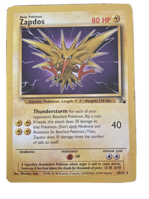 Zapdos 30/62 Fossil Set RARE Pokemon Card Non Holo | eBay