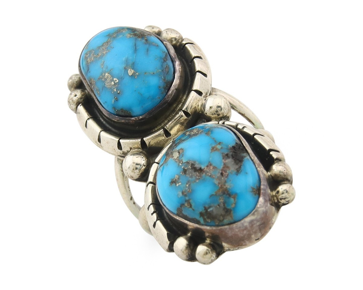 アクセサリー Navajo Vintage Turquoise Ring STERLING Authentic Navajo Ring Sterling Silver Turquoise Signed MP Size 7.0