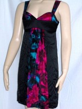 NWT S SINGLE DRESS Black Fuchsia Pink Blue Teal Silk Lined Sleeveless Mini New