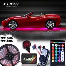 Wireless Led Underbody Underglow Under Car Neon Light Kit W 4 Strips 256 Leds