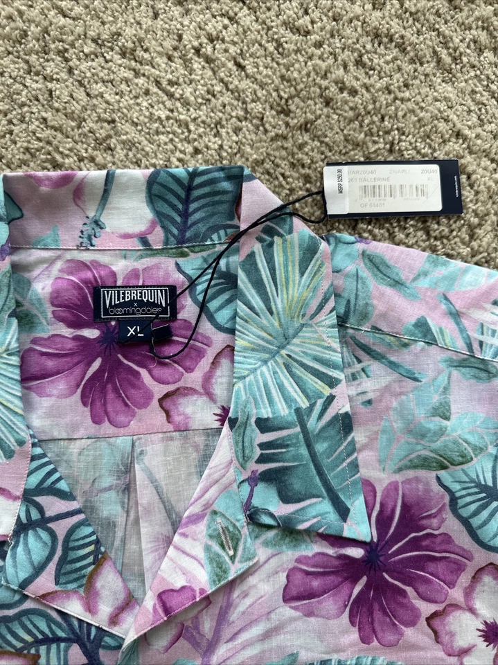 NWT 100% Authentic VILEBREQUIN Short Sleeve Shirt 60% Cotton 40% Linen - XL - Image 3 of 4