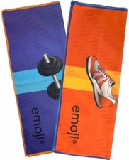 2 EMOJI Medium Sports Towel Microfibre Pool Travel Yoga Gym Fast Dry Lightweight