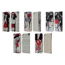 OFFICIAL LOUIJOVERART RED INK LEATHER BOOK CASE FOR APPLE iPOD TOUCH MP3