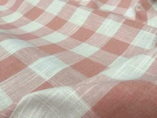 Gingham Linen Checked Linen Fabric Plaid Material -55'' wide- PINK WHITE Square