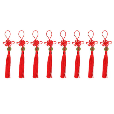 8Pcs Car Hanging Ornament Red Decor Ancient Chinese Knot Indoor Charm