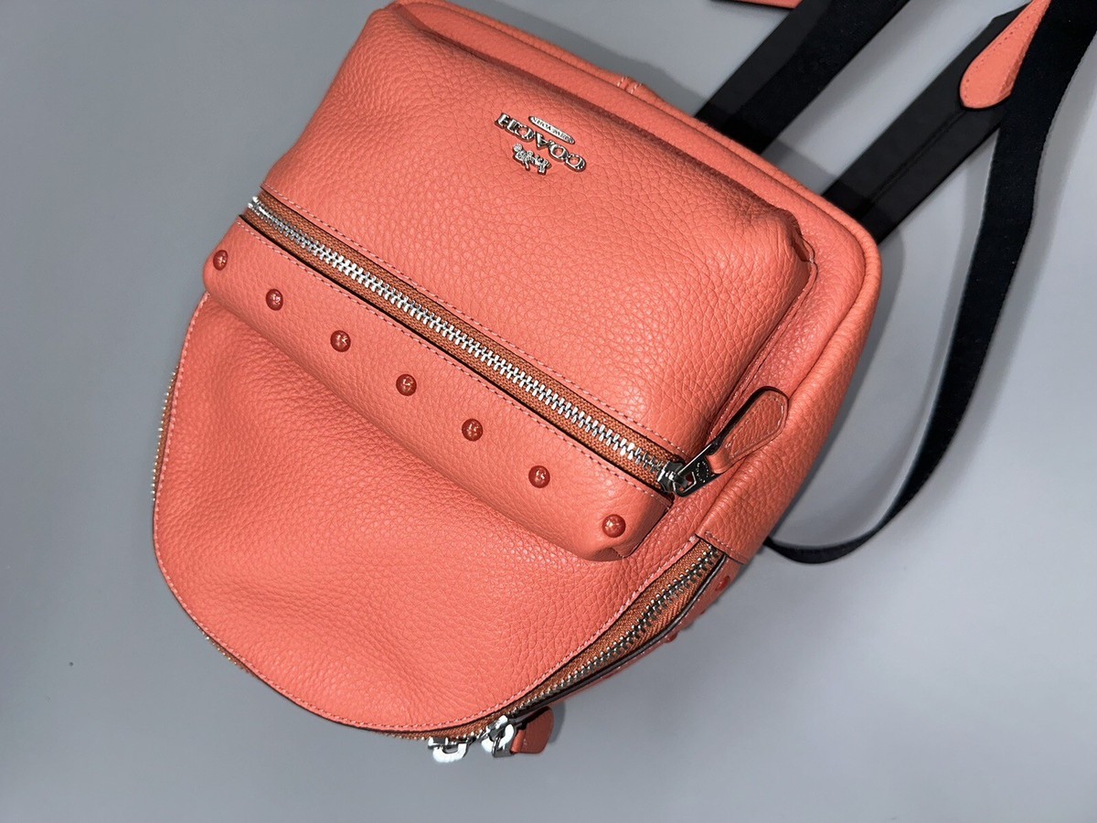 Coach Mini Charlie Pebble Leather Backpack Coral Pink F45070 