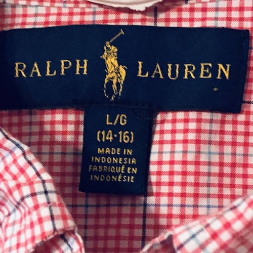 Ralph Lauren Boy's Button Down Long Sleeve Shirt Sz L 14-16 Red Check - Picture 4 of 6