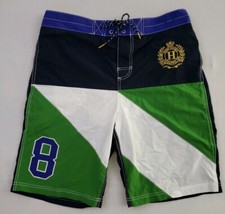 Vintage Tommy Hilfiger Color Block Board Surf Swim Trunks Shorts Crest Large