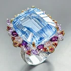 40 ct+ AAA quality Natural Blue Topaz Ring 925 Sterling Silver Size 8 /R464699
