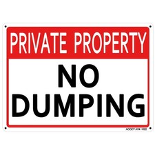 No Dumping Sign, Private Property - Metal Aluminum Rust Free  7" x 9.8" Pre-...