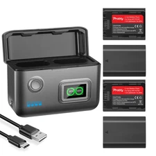 NP-FZ100 Battery + Fast Smart Display Charger for Sony A7 III A7 IV A7C ZV-E1