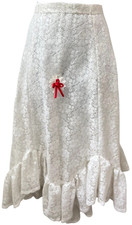 Pitchfork Brand Tiered Western Lace Ruffle Skirt L White Tiered Heart Pin
