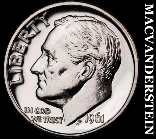 1961 Silver Roosevelt Dime - Choice Gem Proof  Lustrous  No Reserve  #G7796