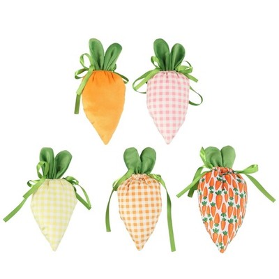 Easter Carrot Shape Candy Bag Drawstring Cookie Candy Pouches Party Treat Bag