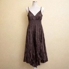 Express Y2K Babydoll Dress Sz 4 Brown Boho Chic Hippie Empire Waist Crinkle