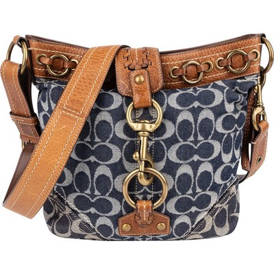 Coach Monogram Signature Denim Crossbody Bag Tasche