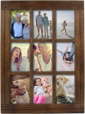 Homestead Distressed Walnut Wood 9-Opening Collage Picture Frame, for 4" x 6"