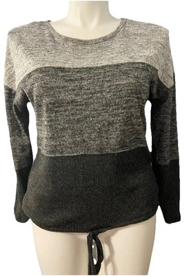 Absolutely Famous Womens Grey Knit Blouse Long Sleeve Size Medium