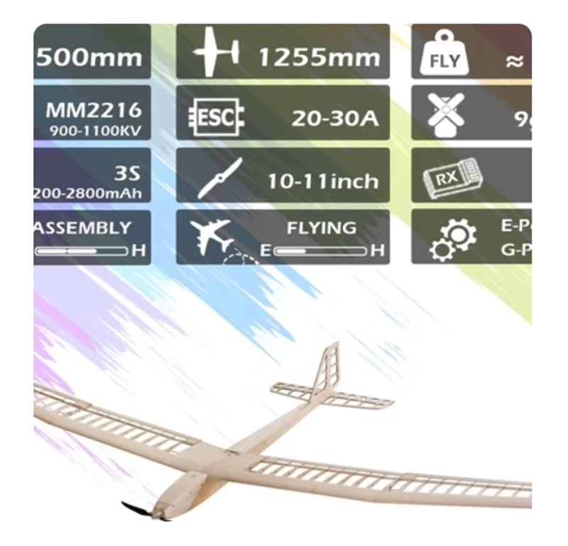 RC Plane F25 AION Glider Airplane Balsa Wood Model 2500mm Aircraft Kit Wingspan - Image 3 of 4