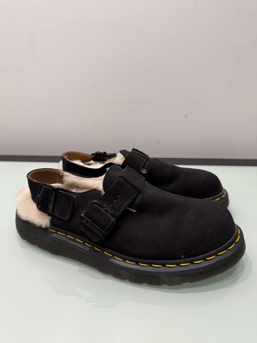 Dr Martens Jorge Made in England Shearling Black Slingback Mule