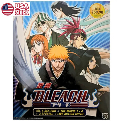 BLEACH Complete Series DVD 1-366 + All 4 Movies +Live Action 17-Disc Eng Sub DUB