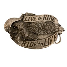 Vintage 1981 Bergamot Harley Eagle  Live To ride  Motorcycle Belt Buckle R-37