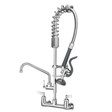 Heavy Duty Wall Mount Kitchen Faucet with Pre-Rinse Sprayer  Add-On Spout, 25