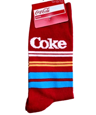 NWT Coca Cola Funny Novelty Socks Retro "Have a Coke" colorful Crew socks. - Image 1 of 4