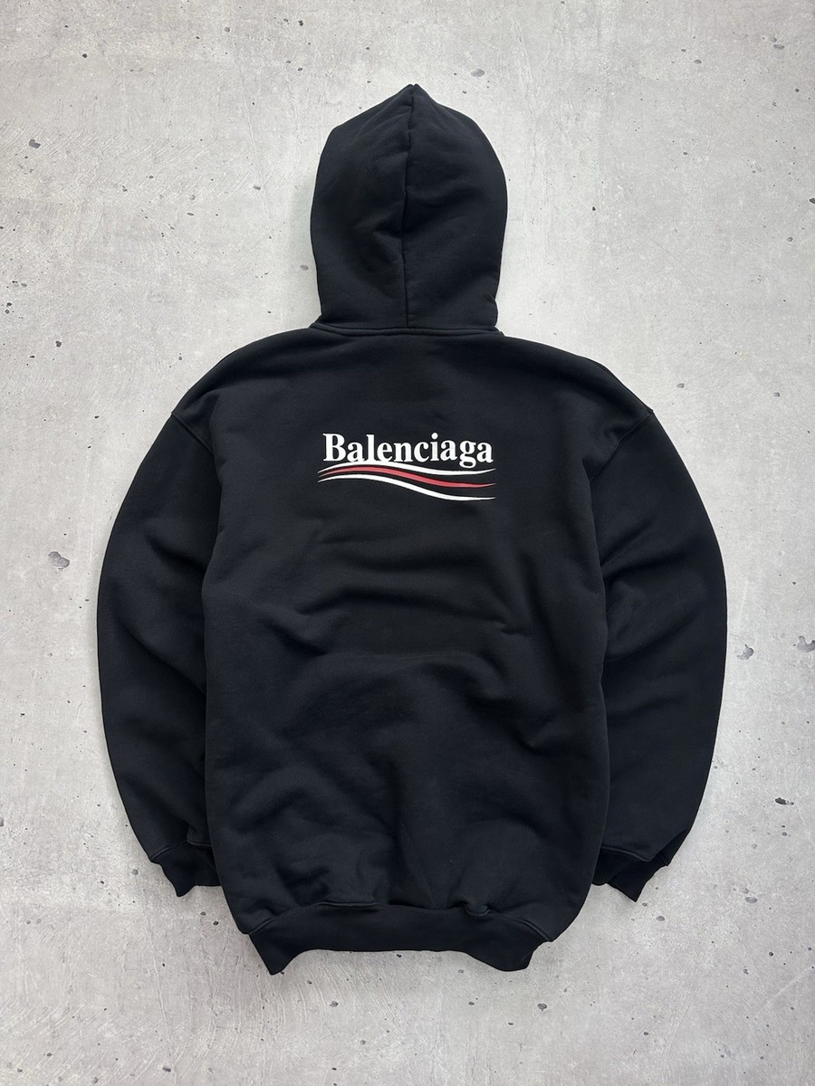 トップス BALENCIAGA Campaign LOGO HOODIE Balenciaga Political Campaign Logo Hoodie Black Oversized Fit Size