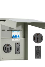 Temporary Power Outlet Panel, RV Pedestal Electrical Panel, 20 30 50 Amp RV B...