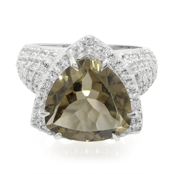 Cavill Ring Damen Silber 925 Rauchquarz 4,95Ct Brasilian Topas Pavé- Echtschmuck-image