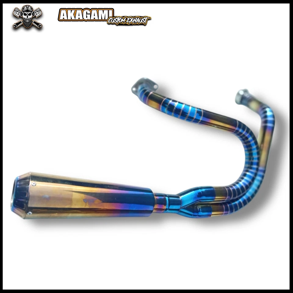 Escape 2 en 1 acabado azul-dorado para Harley Davidson Sportster 883 2004-2013 Foto 4 de 4