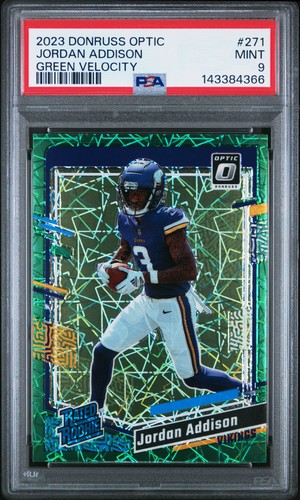 2023 PANINI DONRUSS OPTIC GREEN VELOCITY #271 JORDAN ADDISON PSA 9