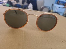 Round Eye Gold And Red Sunglasses