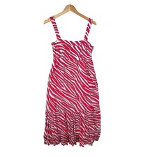 New Michael Kors Soft Zebra Midi Dress Size Large Pink/White