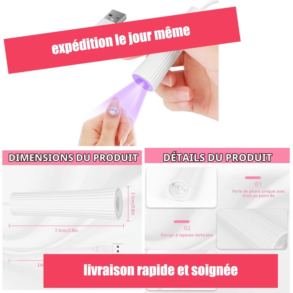 Lampe UV Sèche Ongles Portable Professionnelle Rechargeable - Alaoo - Photo 1/4