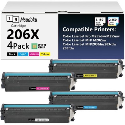 Toner Cartridges 206X with Chip for HP Color LaserJet Pro M255dw M283fdw M283fdn