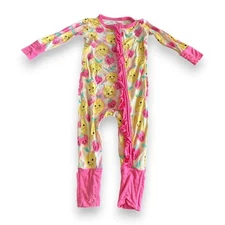 Birdie Bean Summer Ruffle Convertible Romper with Faces 3-6 Months 