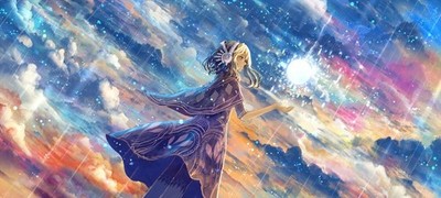Anime anime girls original characters sky rain Playmat Gaming Mat Desk Game