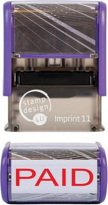 Bezahlter Gummistempel selbstfärbend (rote Tinte) - Aufdruck 11 Stempel 38 x 14 mm